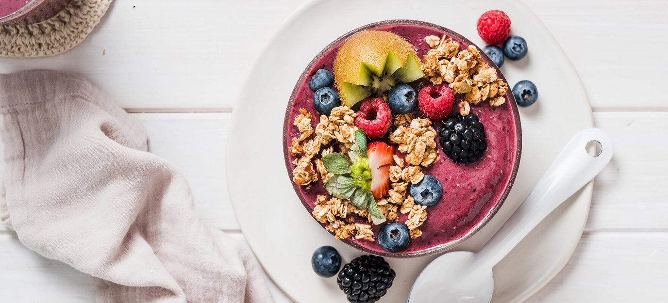 Mixed berry acai smoothie bowl