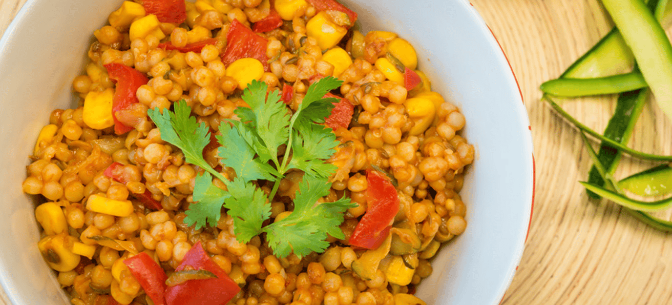 Moroccan pearl couscous pilaf