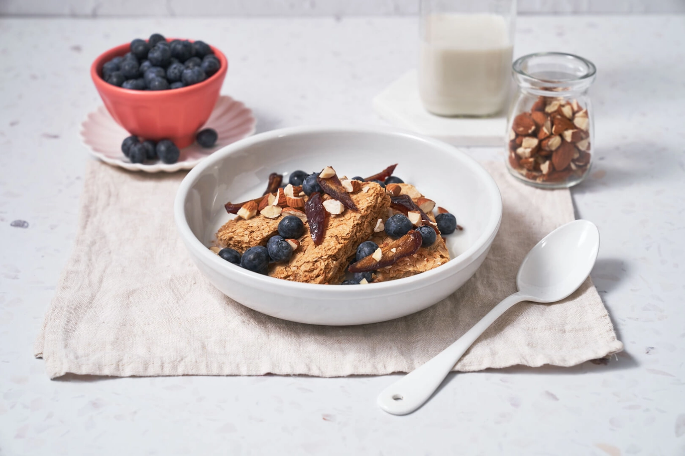 Weet-Bix with dates, blueberries and almonds