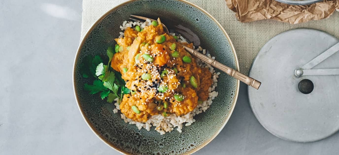 Cauliflower and edamame dhal