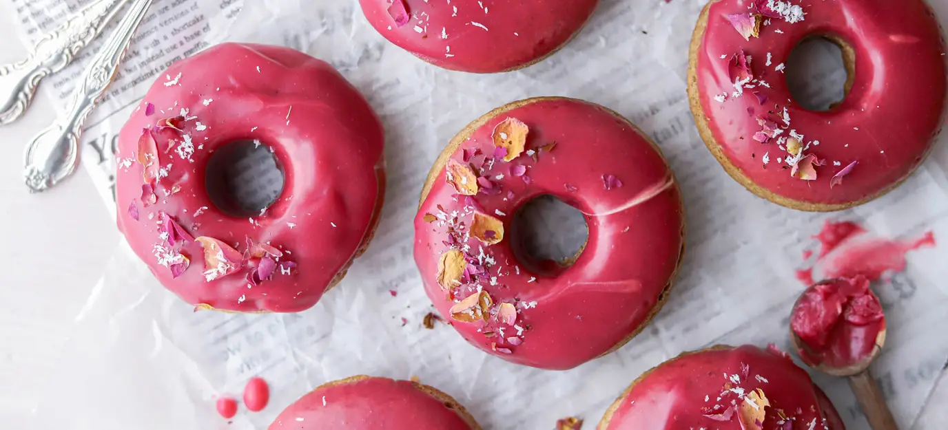 Pretty in pink baked donuts