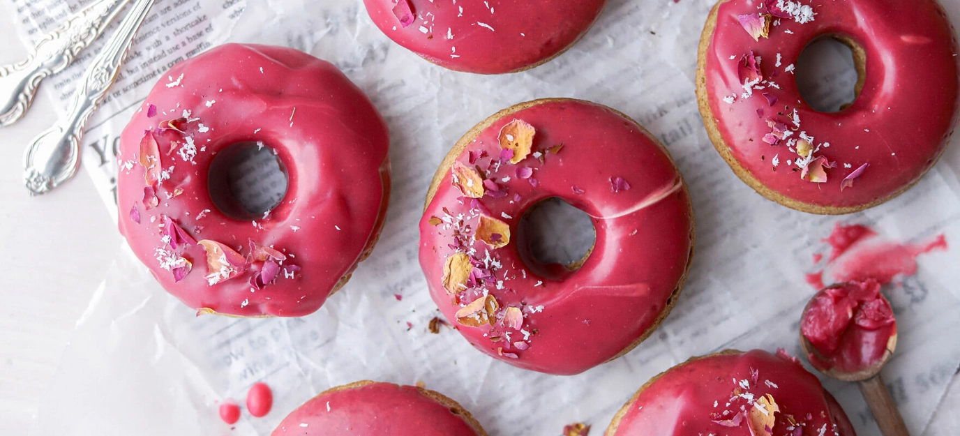 Pretty in pink baked donuts