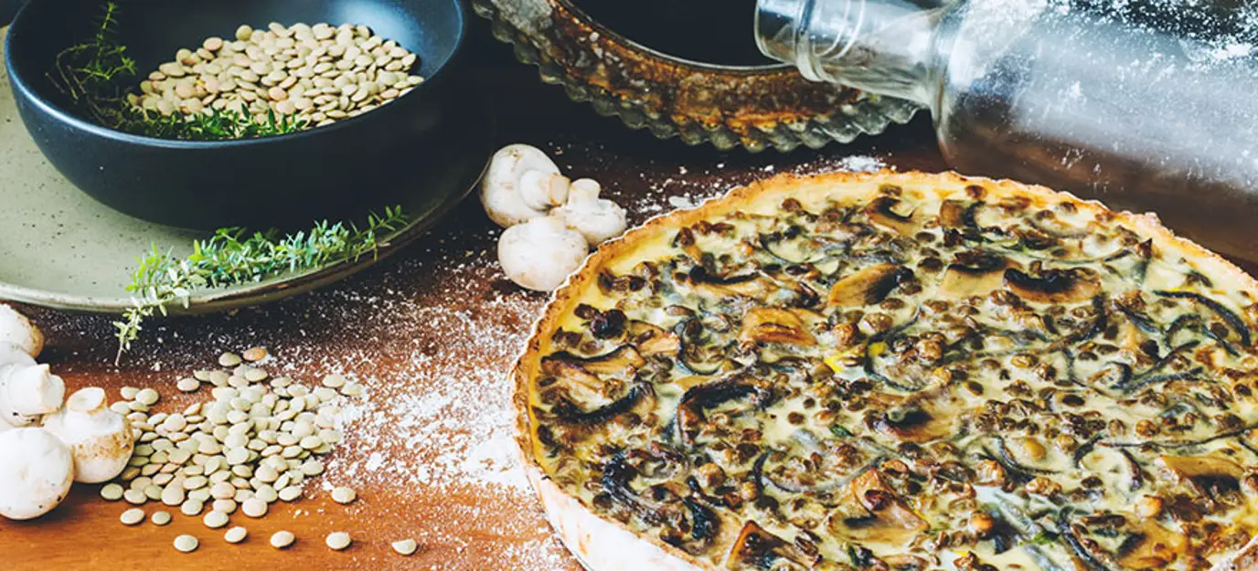 Lentil and mushroom flan