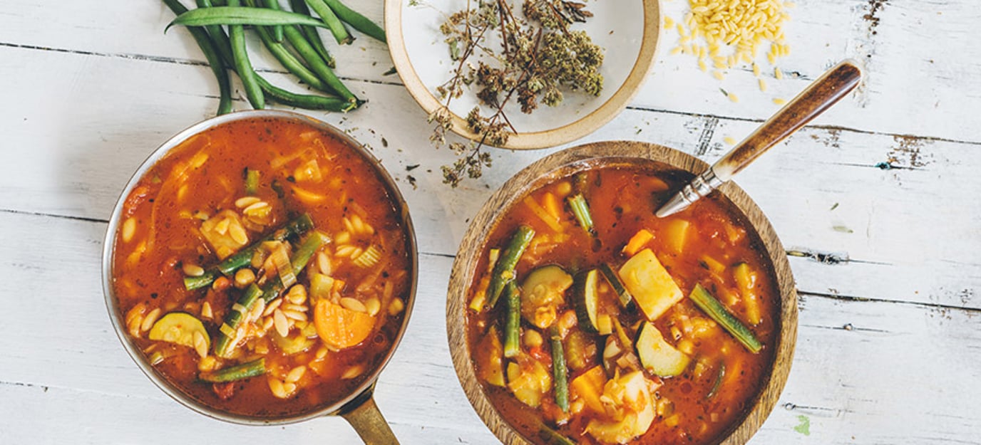 Chickpea and risoni soup