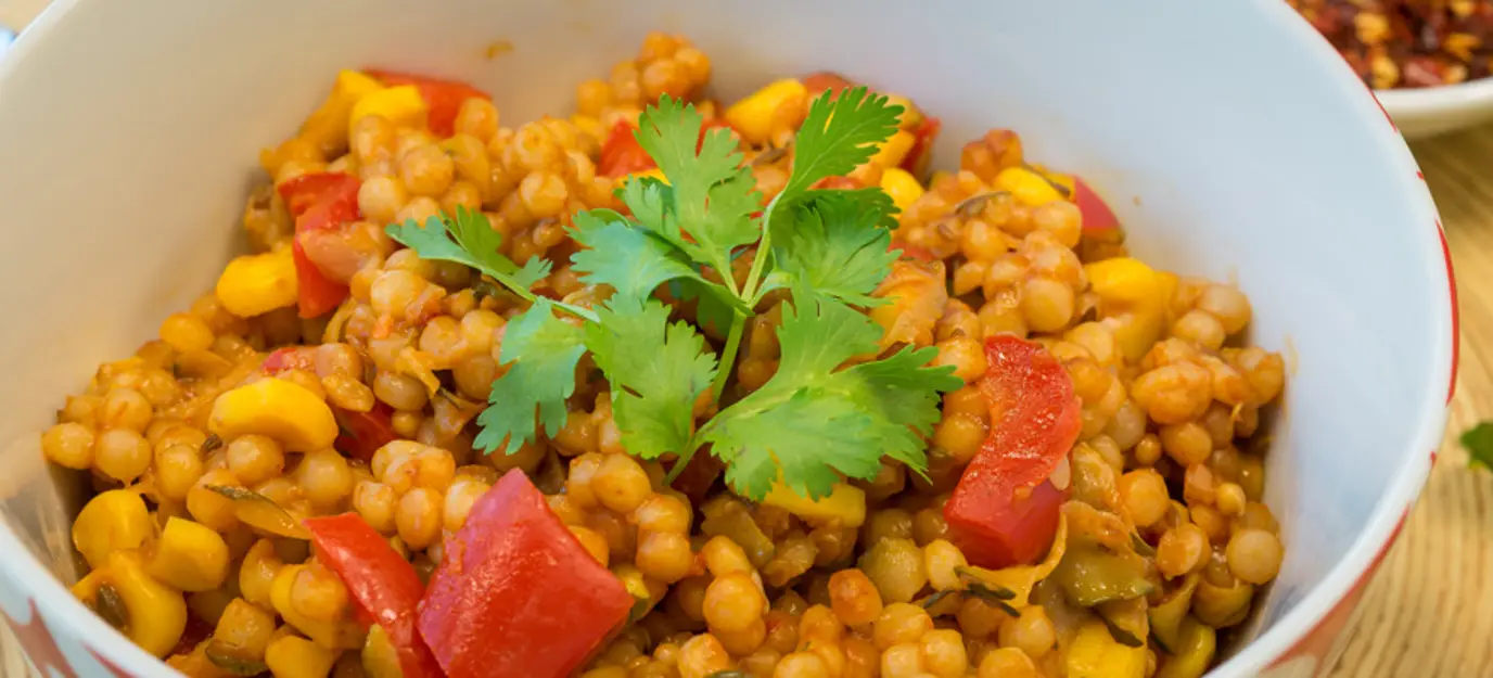 Moroccan pearl couscous pilaf