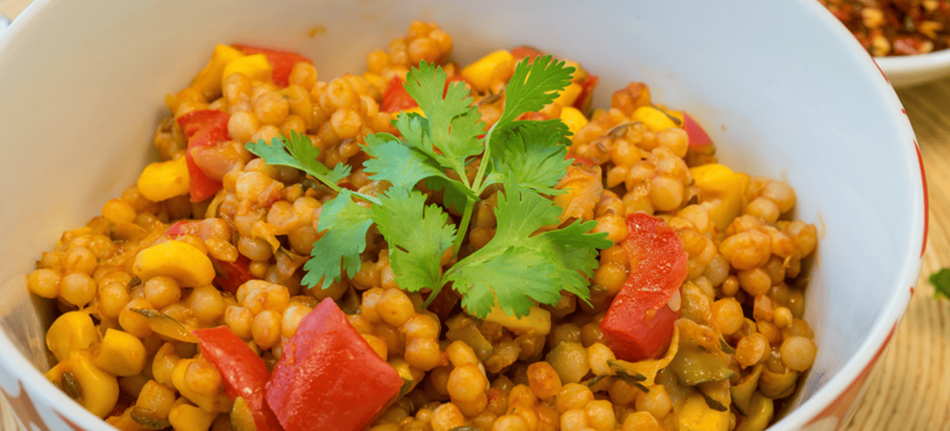 Moroccan pearl couscous pilaf