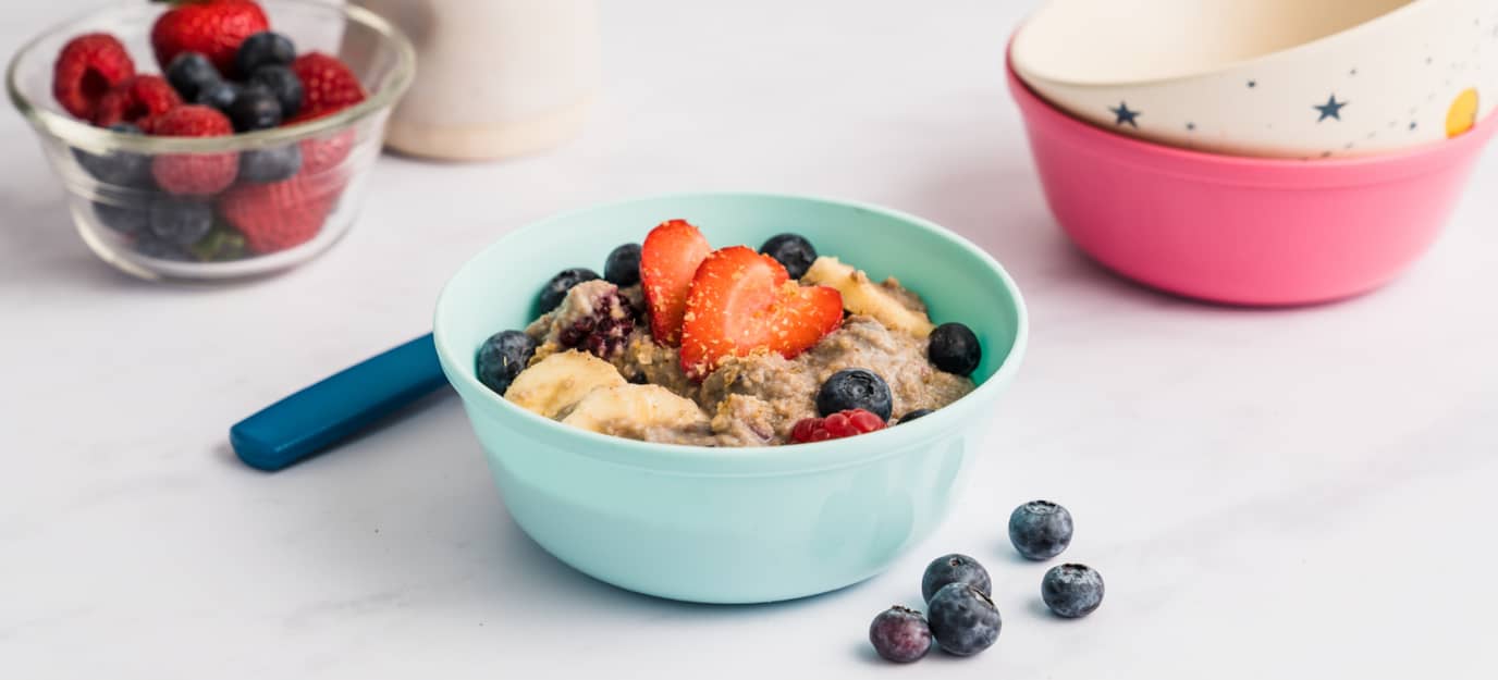 Warm banana-berry Weet-Bix porridge