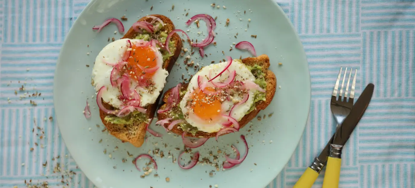 Avocado, egg and spiced dukkah on toast