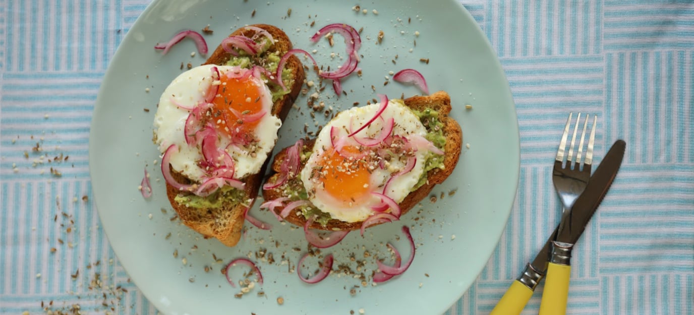 Avocado, egg and spiced dukkah on toast
