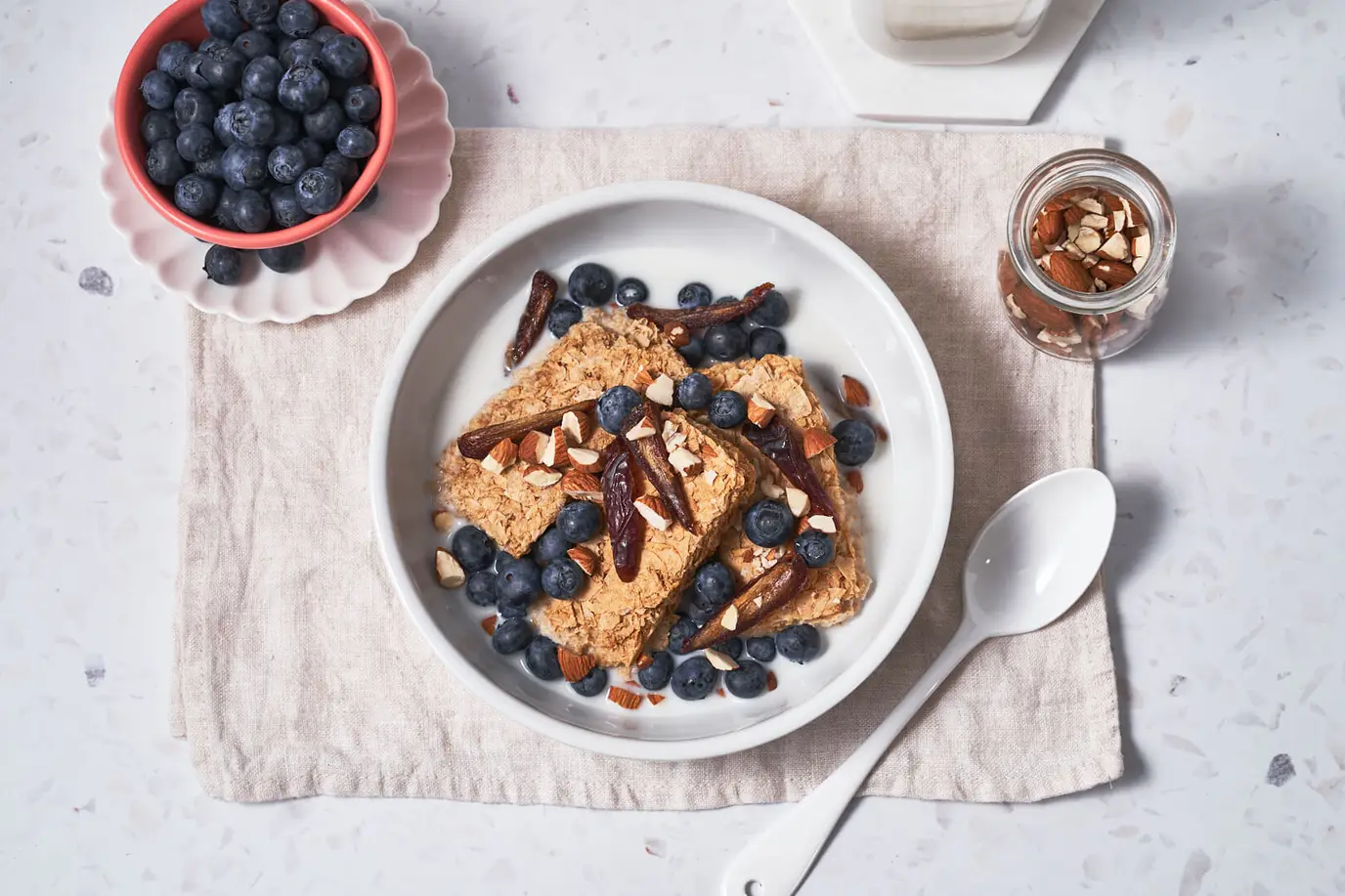 Weet-Bix with dates, blueberries and almonds