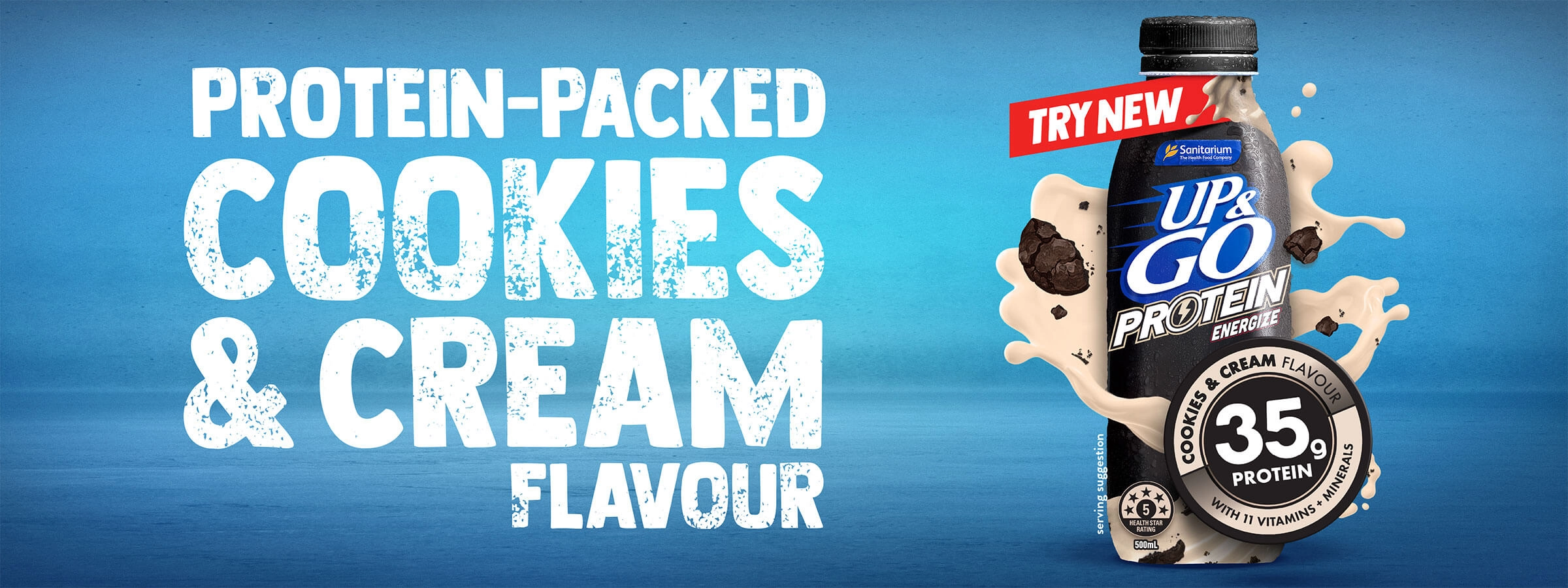 UP&GO Cookies & Cream Launch Banner