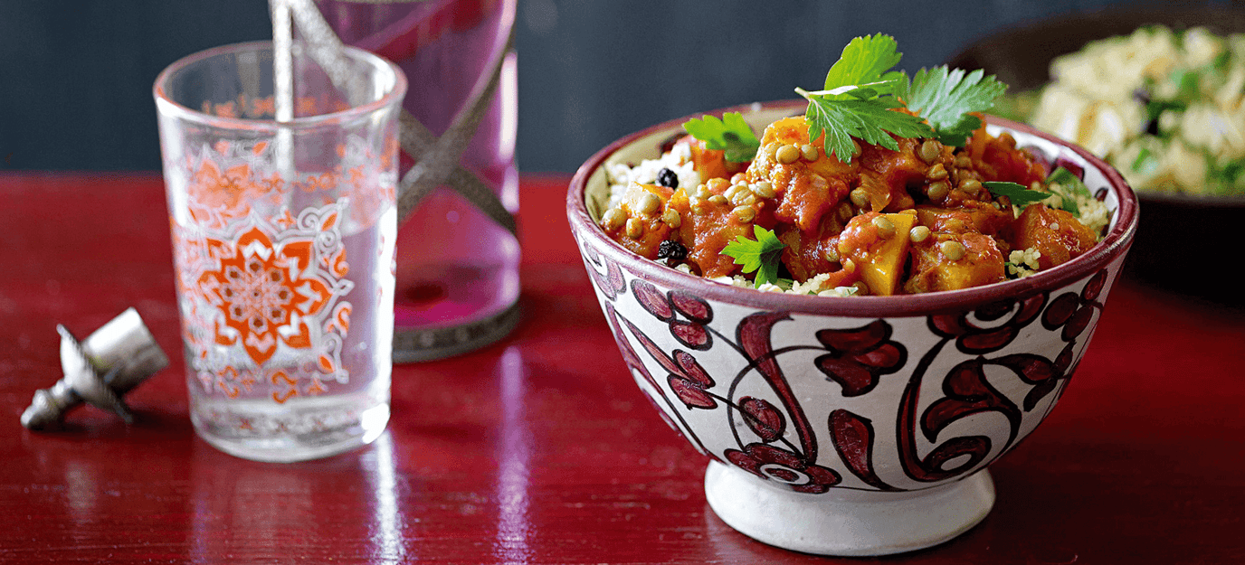 Spicy pumpkin and lentil tagine
