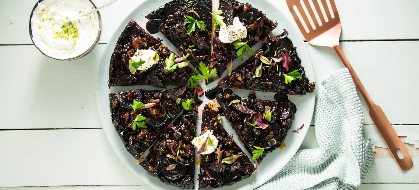 Beetroot & Marmite tart tatin
