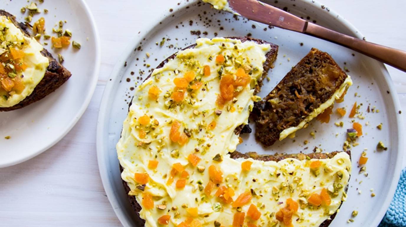 Weet-Bix™ hummingbird cake with orange frosting