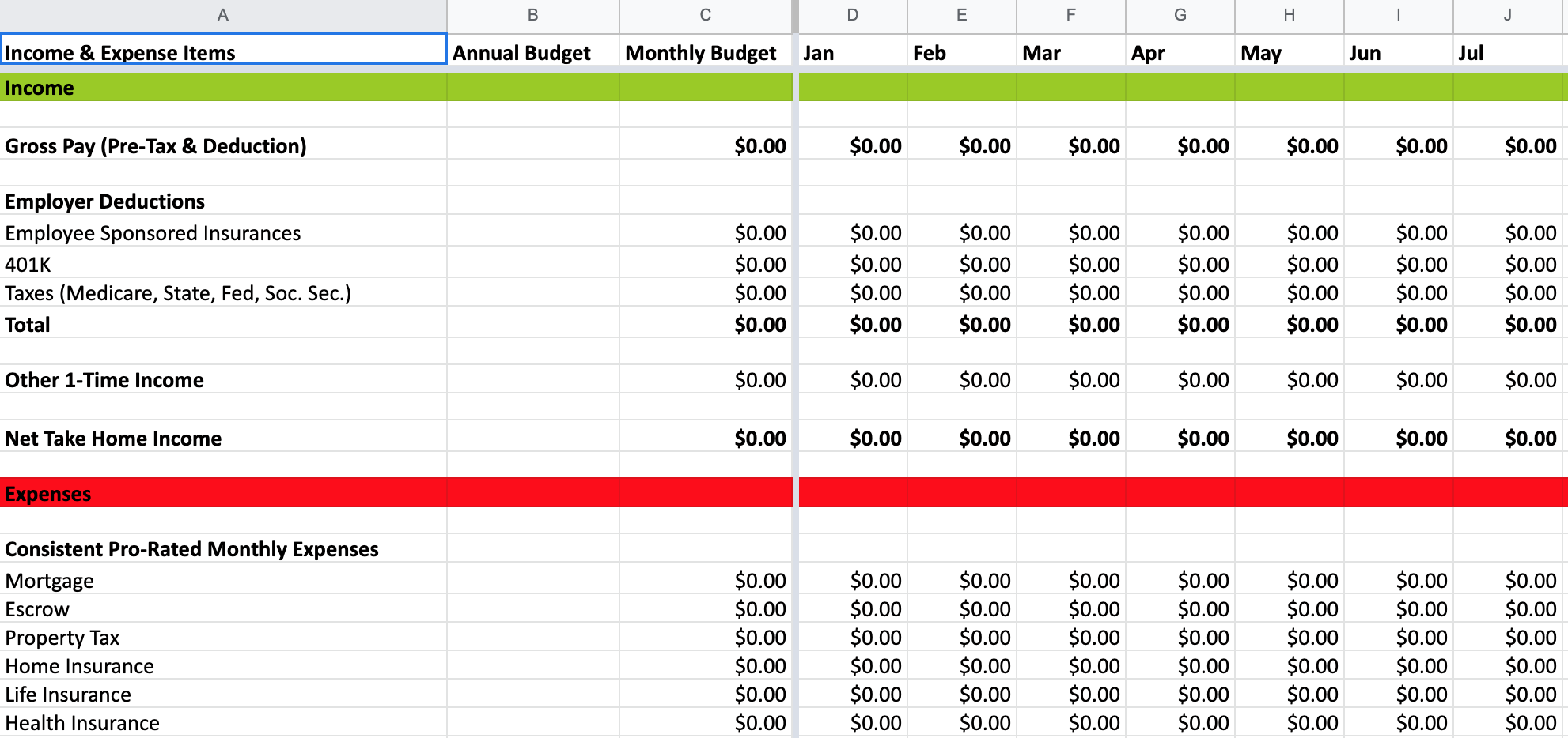 20somethingfinance.com Personal Budget Spreadsheet Example