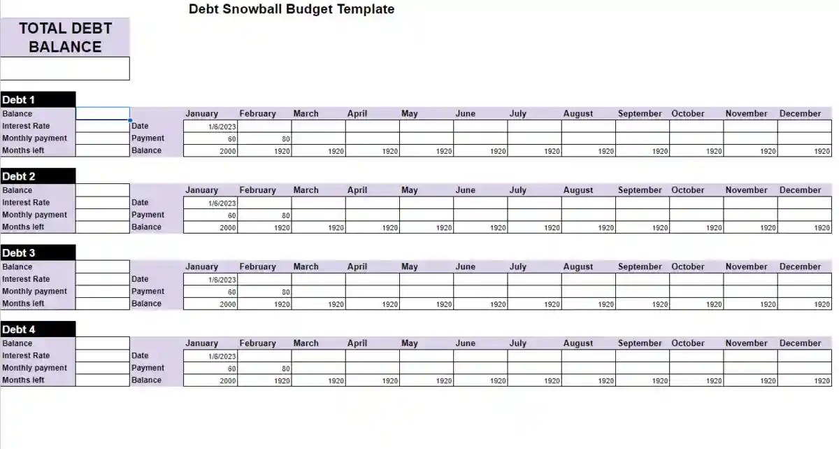 Google Sheets debt payoff spreadsheet