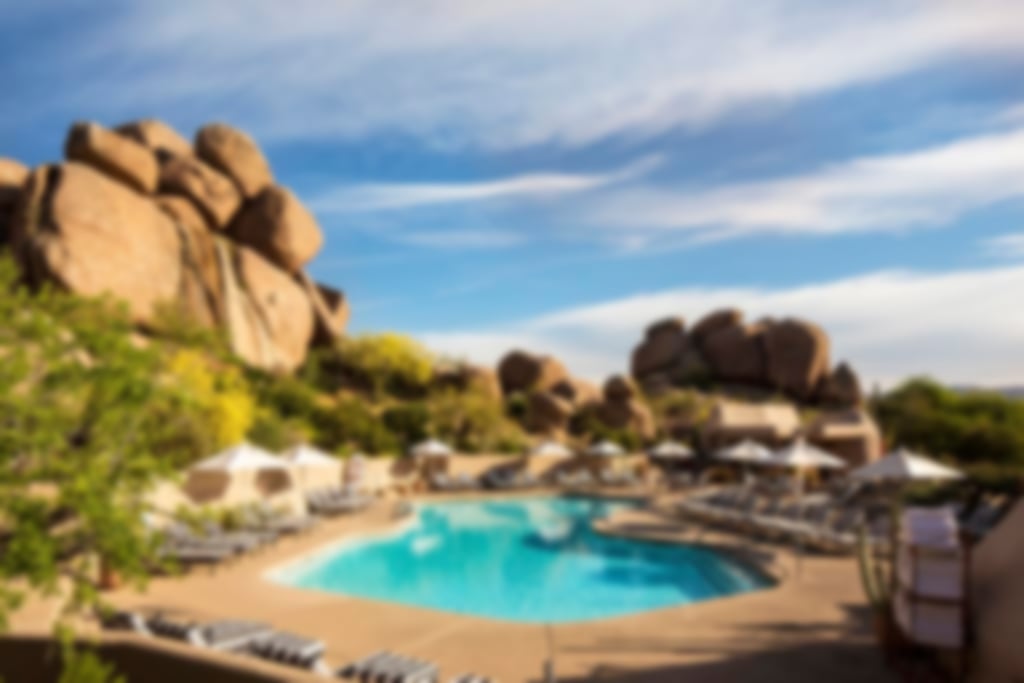 The restaurant dining area at The Boulders Resort, Scottsdale, Arizona