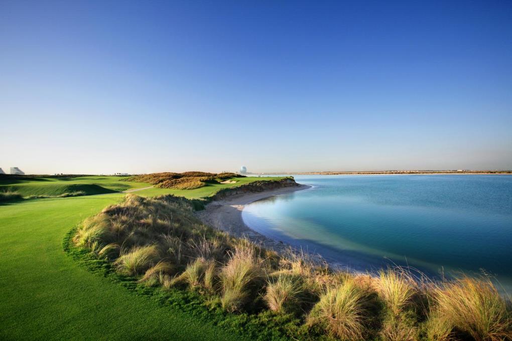 Coastline view of hole 2 at Yas Links, Abu Dhabi