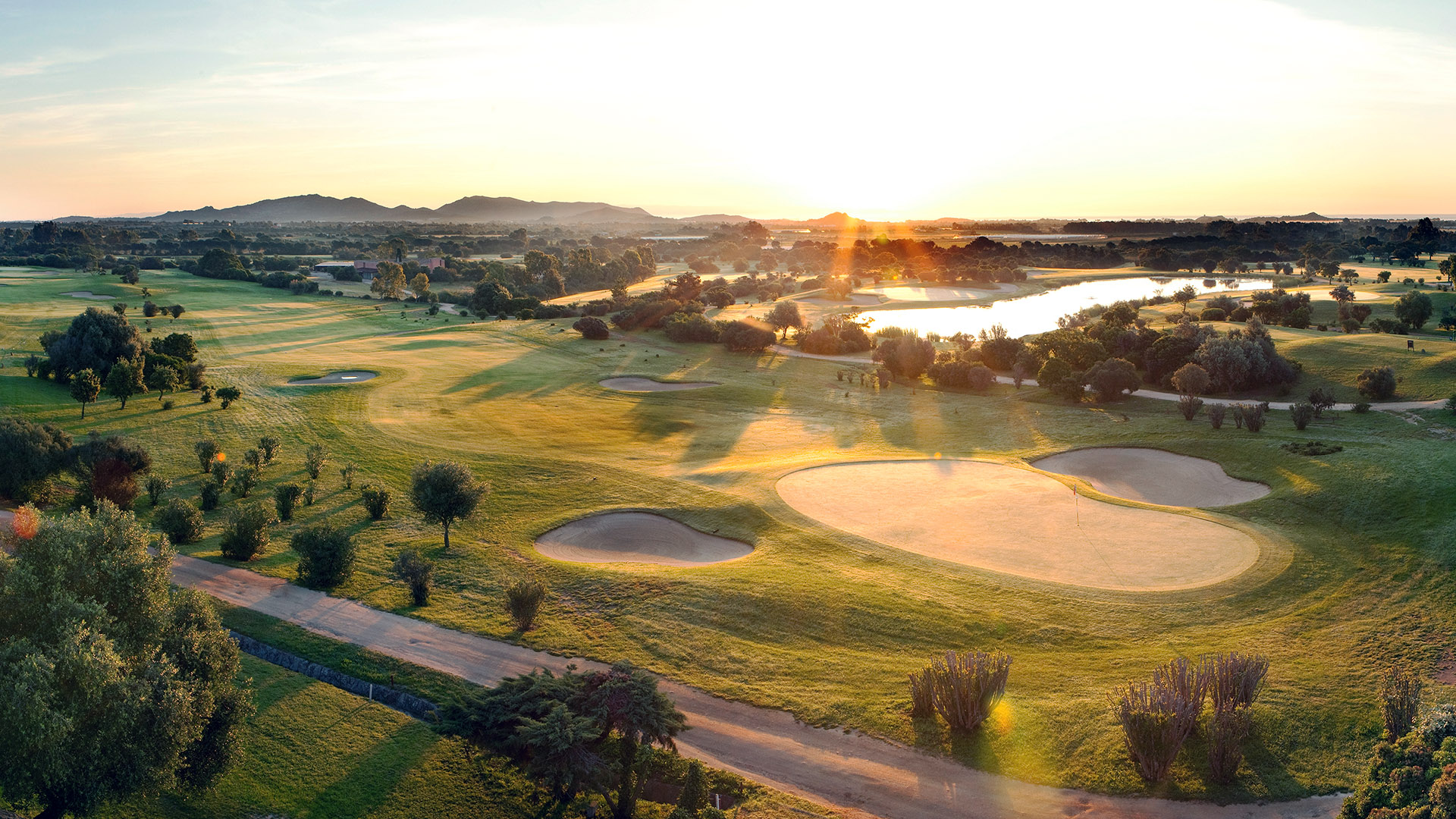 Sunrise on the beautiful island of Sardinia with undulating fairways and pristine greens