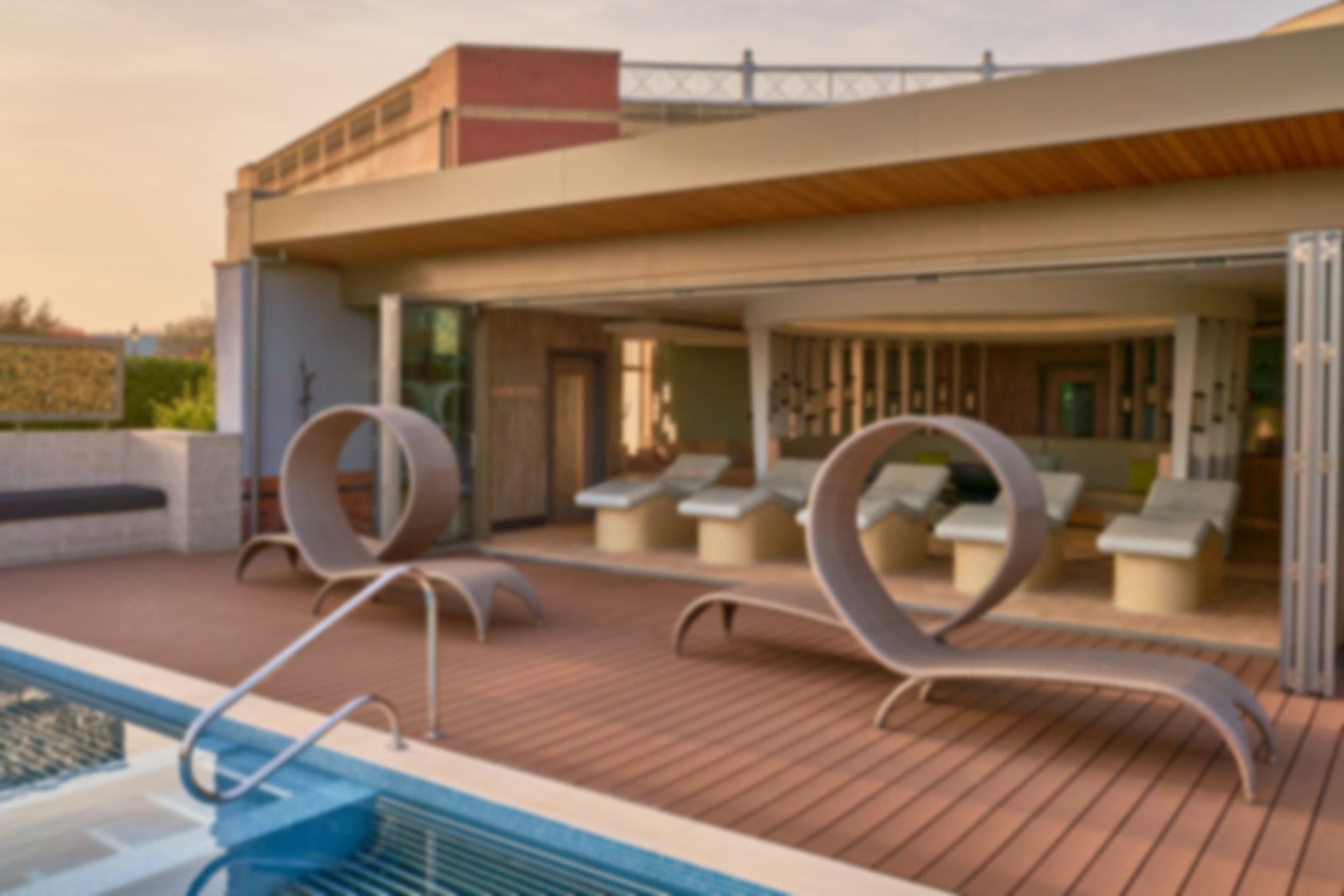 A peaceful spa garden area with great sunset views