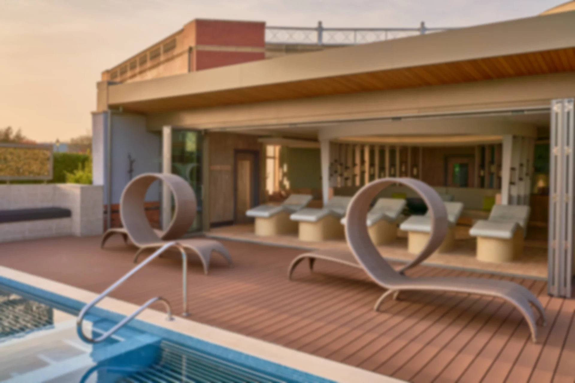 A peaceful spa garden area with great sunset views