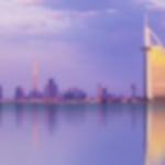 The purple sunset overlooking the stunning Dubai skyline.