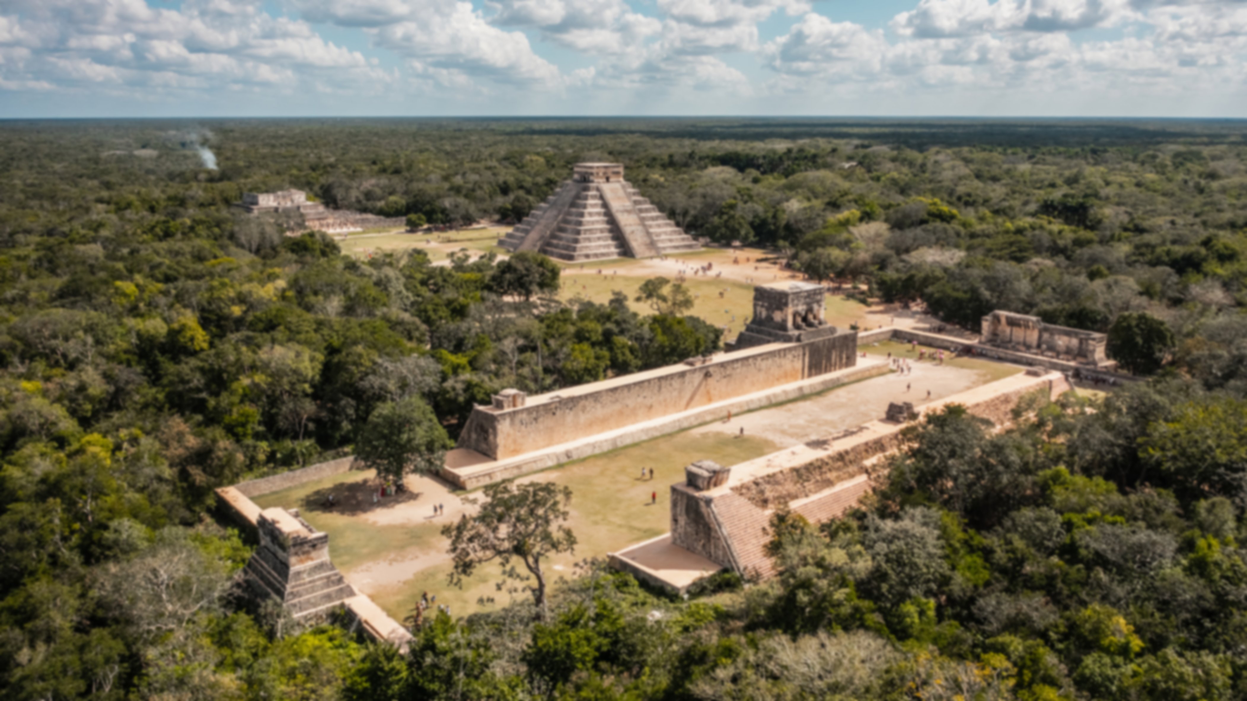 An aerial view of Chichen Itza in mexico