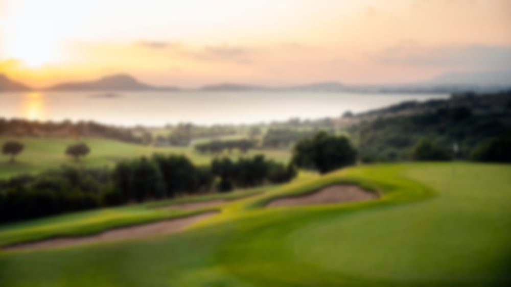 Sunsetting over the green at the scenic Costa Navarino.
