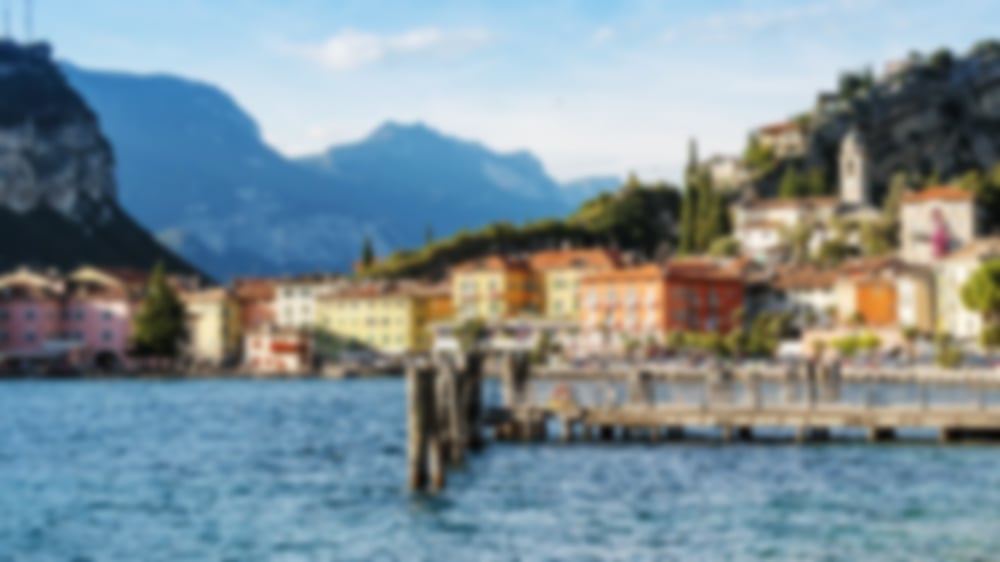 Beautiful lake-side houses by the pontoon