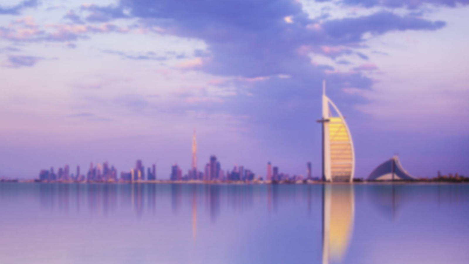 The purple sunset overlooking the stunning Dubai skyline.