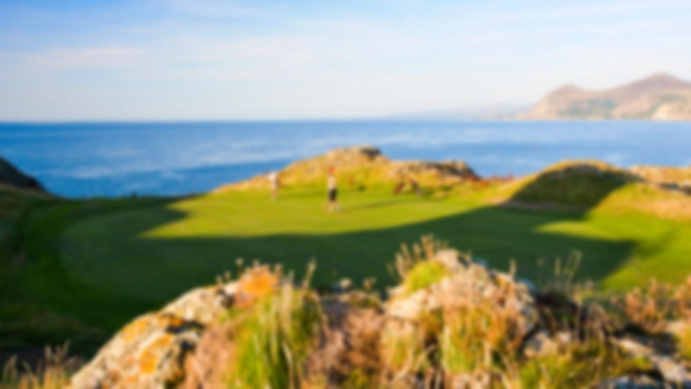 Spectacular green overlooking the sea at Nefyn & District Golf Club.