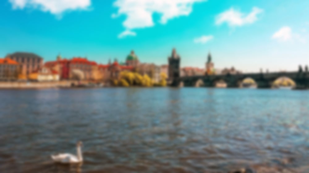 The scenic Prague with stunning skies over