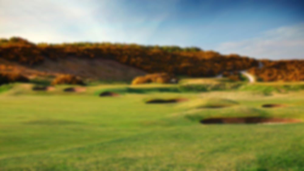 Numerous pot bunkers at the famous Royal Dornoch Golf Club.