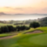 Sunsetting over the green at the scenic Costa Navarino.