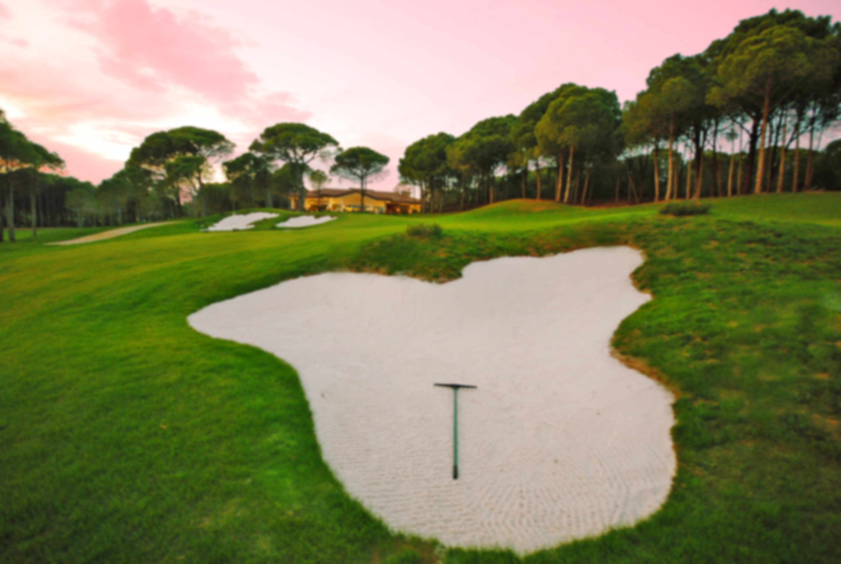 A bunker with a rake on Carya golf course in Belek