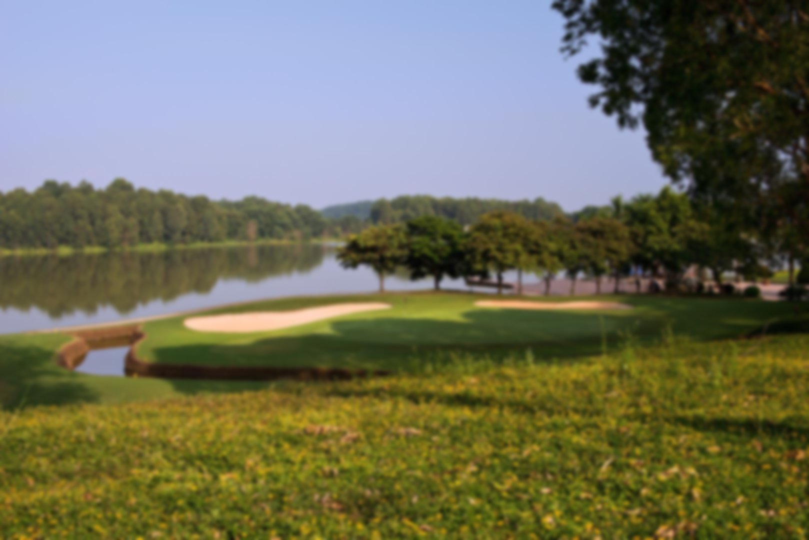 Tricky island green at BRG Kings Island Golf