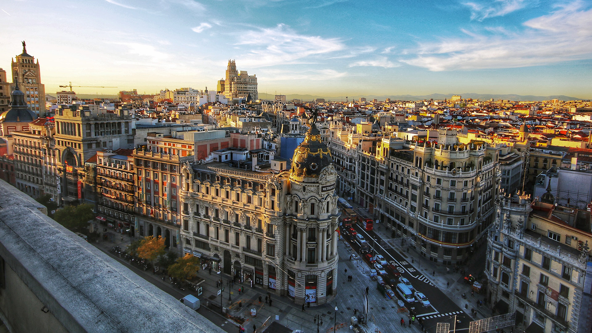 Aerial city view of Madrid