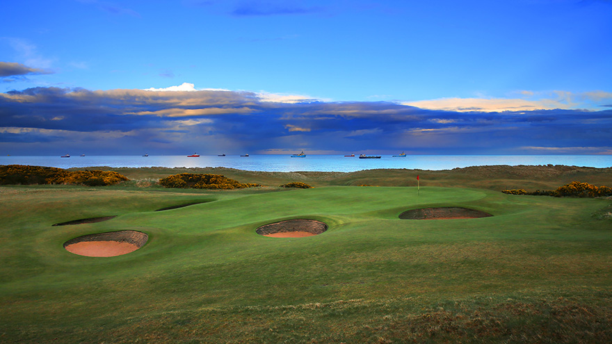 Greenside bunkers at Royal Aberdeen Golf Club.