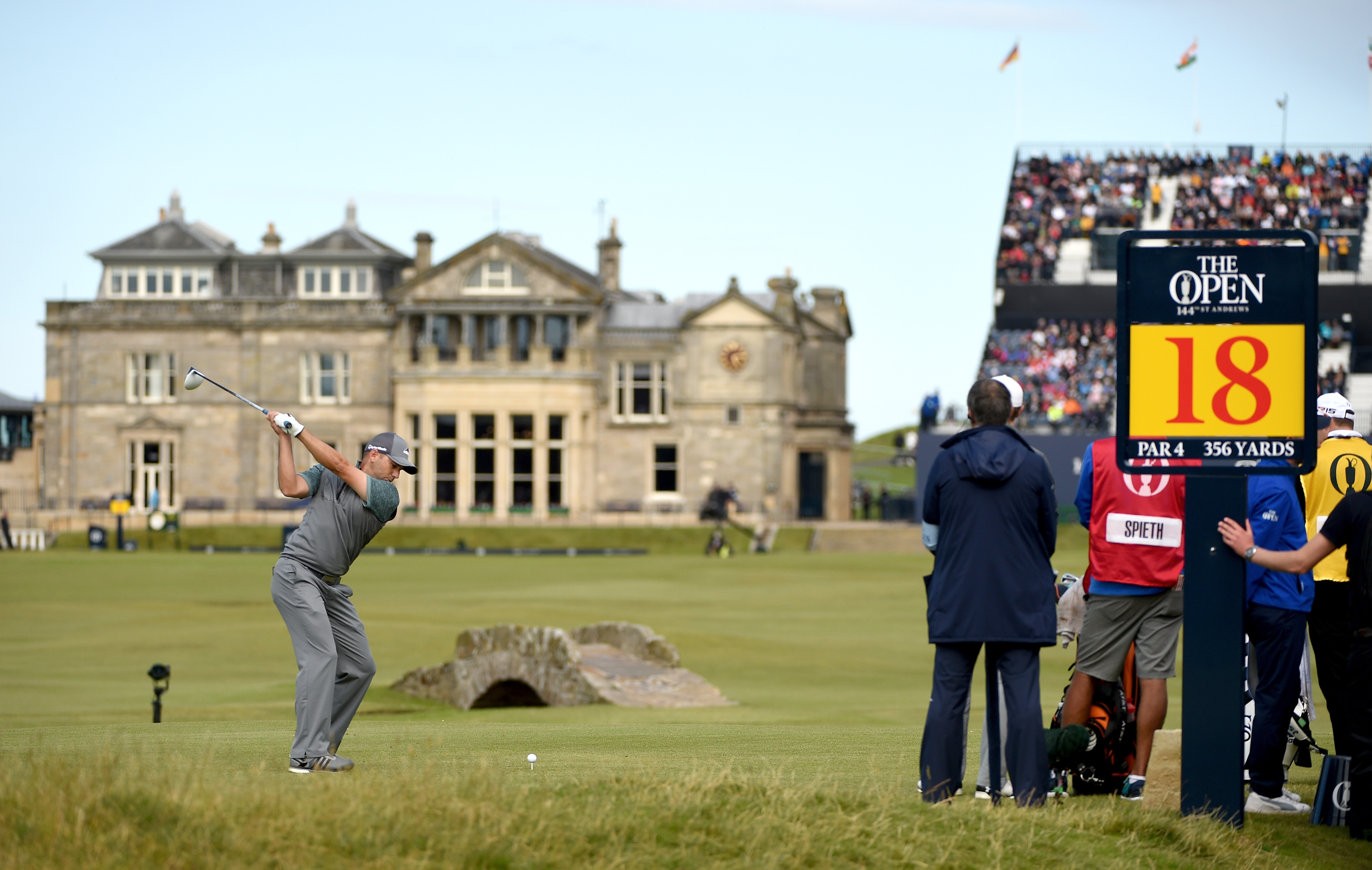 Sergio Garcia teeing off on 18th at St Andrews, The Open Championship