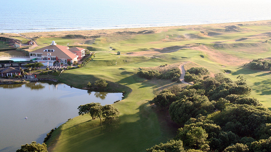 Aerial view of the seaside Golf Club de Saint Jean de Monts.