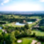 Aerial view of Golf Citrus with a lot of water hazards and trees.