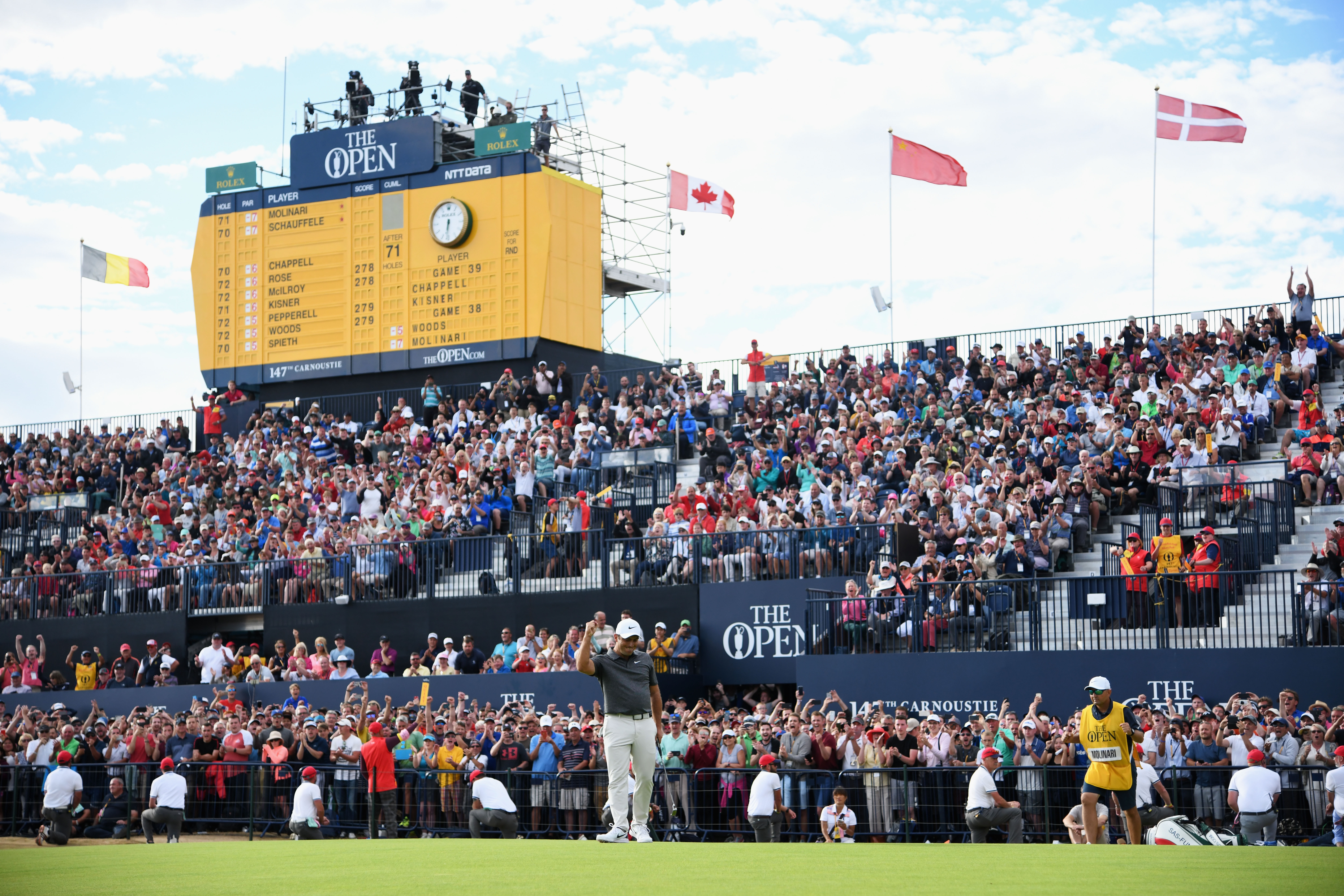 The grandstand at The Open - Leaderboard