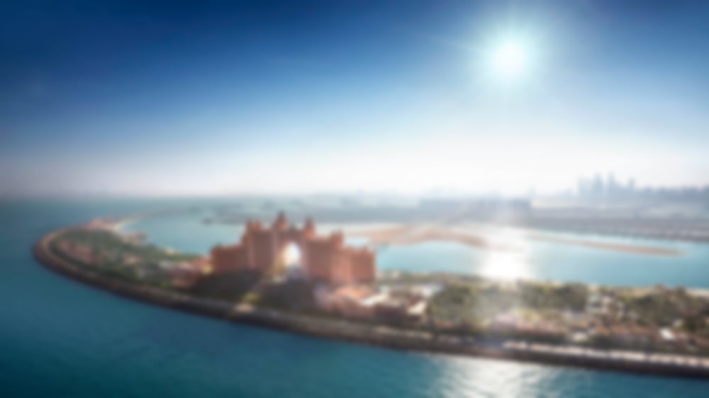 Aerial view of the incredible palm hotel in Dubai