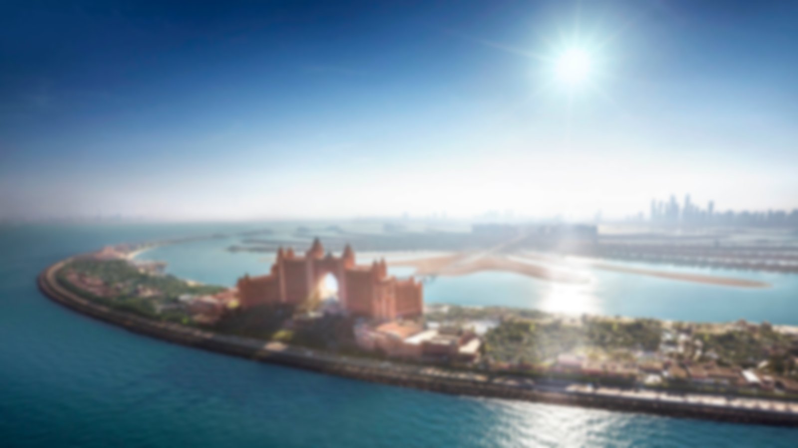 Aerial view of the incredible palm hotel in Dubai