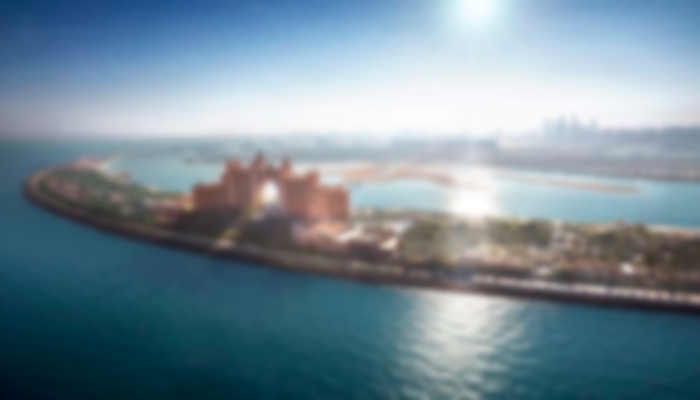 Aerial view of the incredible palm hotel in Dubai