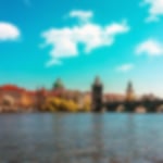 The scenic Prague with stunning skies over