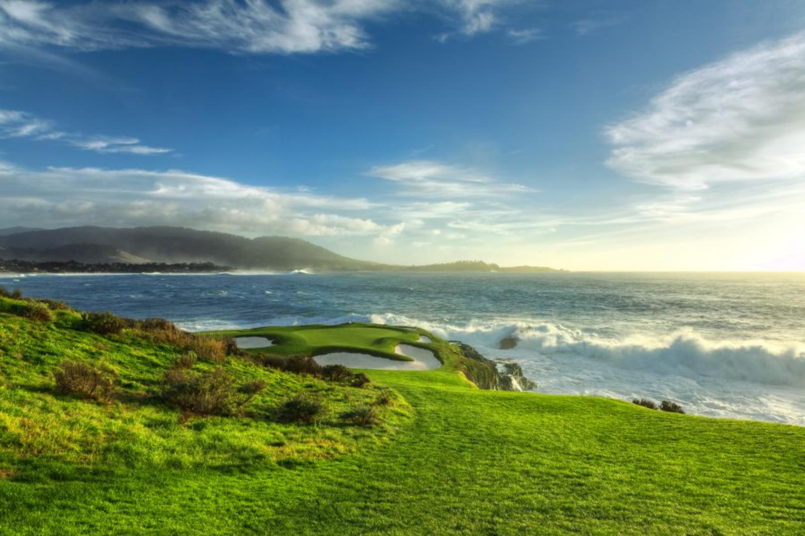 Huge crashing waves and superbly well kept greens 
