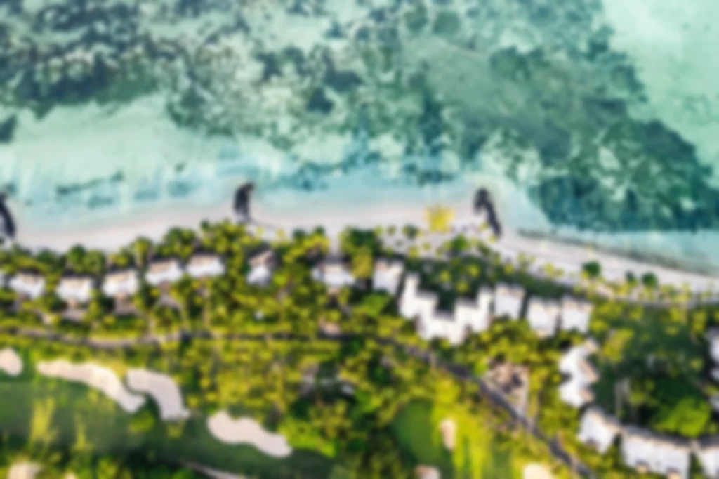 Birdseye view of Paradis Beachcomber Golf Resort with accommodation and golf course