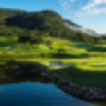 The beautiful layout of black mountain with a bright green setting and mountains in the background