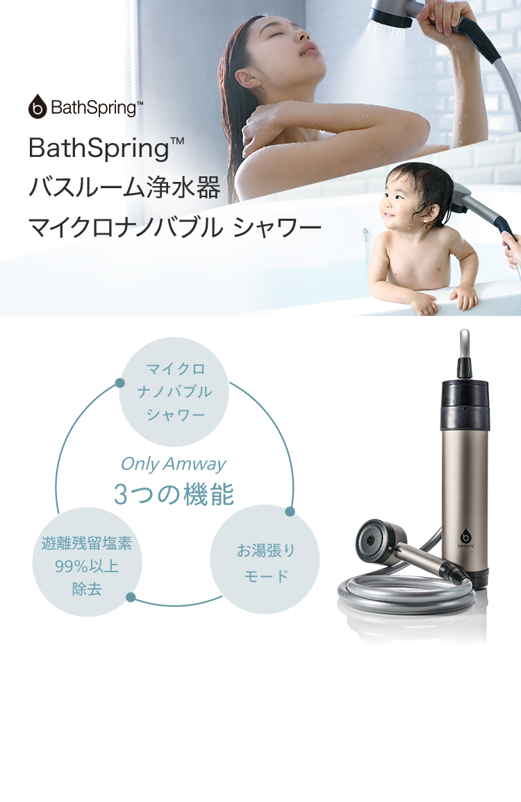 BathSpring™ バスルーム浄水器 マイクロナノバブル シャワー